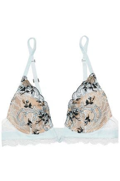 La Perla Woman Hampton Court Embroidered Lace Underwired Triangle Bra Sky Blue