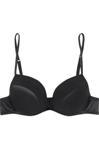 La Perla Silk-paneled Satin Push-up Bra In Black