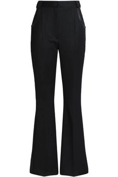 Nina Ricci Woman Leather-trimmed Wool Flared Pants Black