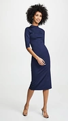 Alice And Olivia Delora Fitted Mock-neck Midi Dress In Navy