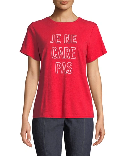 Cinq À Sept Je Ne Care Pas Short-sleeve Graphic Tee In Red