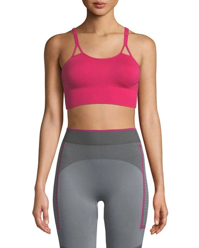 Adidas By Stella Mccartney Seamless Mid-impact Sports Bra In Pink