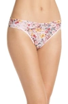 Hanky Panky Blanche Fleur Low Rise Signature Lace Thong In Pink Multi
