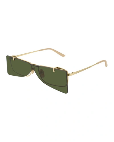 Gucci Men's Rectangle Clip-on Metal Sunglasses In Gold