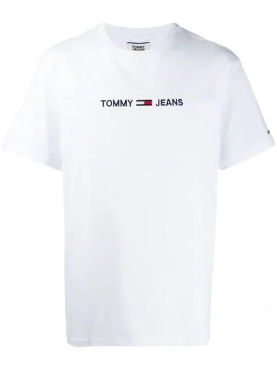 Tommy Jeans Logo-embroidered Cotton-jersey T-shirt In White