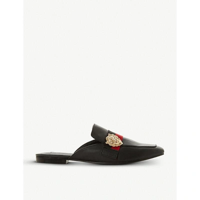 Steve Madden Karisma Lion detail Backless Leather Loafers In Black leather ModeSens