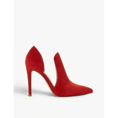 Steve Madden Dance Sm Cutout-side Faux-suede Court Shoes In Red-suede