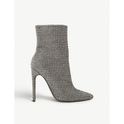 Steve Madden Wifey Rhinestone-embellished Ankle Boots In Pewter-metallic Fabric