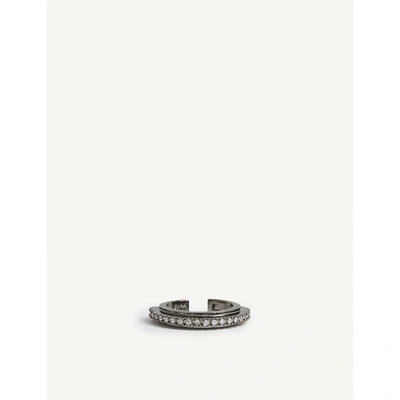 Astrid & Miyu Fitzgerald Circle Ear Cuff In White Stone