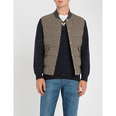 Brunello Cucinelli Houndstooth Wool And Cashmere-blend Gilet In Brown