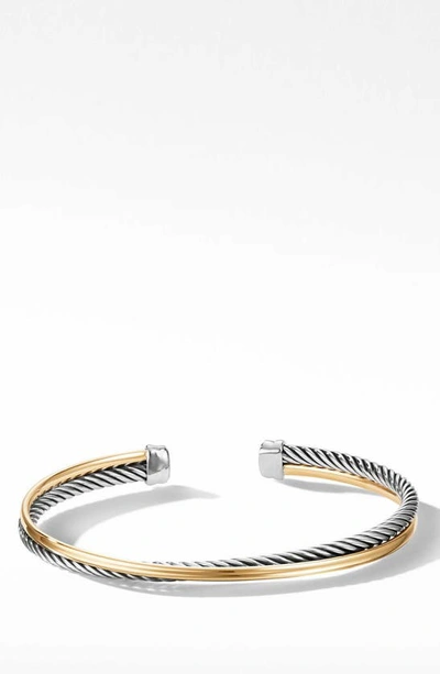 David Yurman Crossover Bracelet With 18k Yellow Gold In Gold Silver