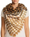 Jane Carr Houndstooth Scarf In Caramel