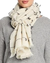 V Fraas Stitch Detail Wool Scarf In White/gray