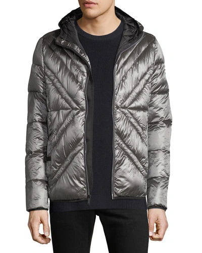 Karl Lagerfeld X-quilted Puffer Jacket In Light Gray