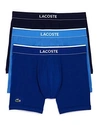 Lacoste Stretch Boxer Briefs - Pack Of 3 In Navy/blue/light Blue