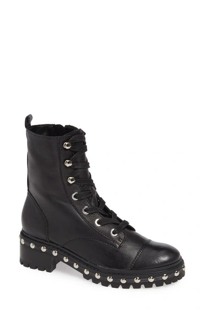 Schutz Andrea Studded Leather Combat Boots In Black