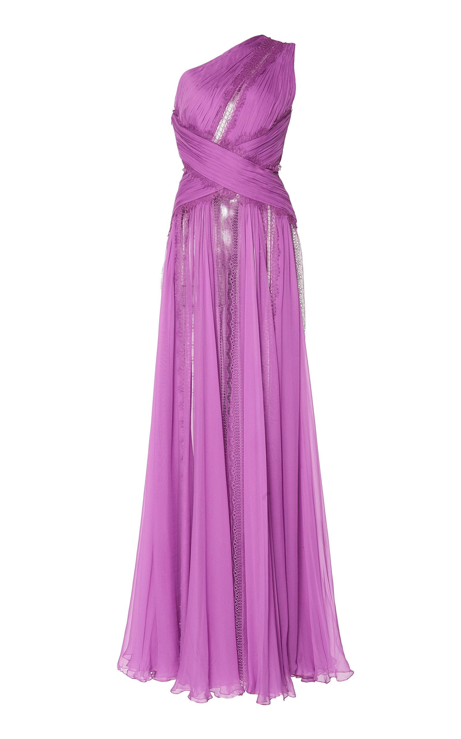 lavender silk chiffon dress