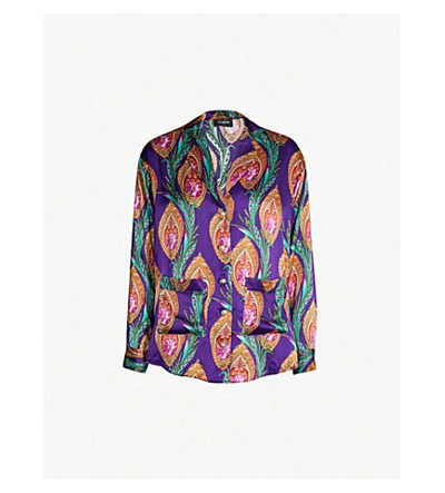 The Kooples Paisley-print Silk-satin Shirt In Pur01