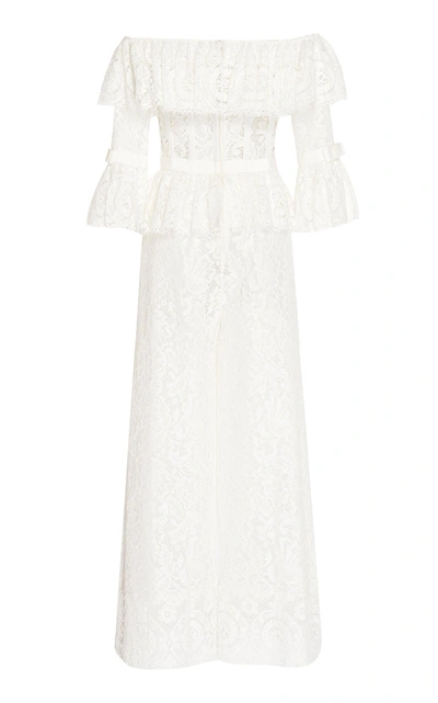 Zuhair Murad Off-the-shoulder Lace Jumpsuit In White