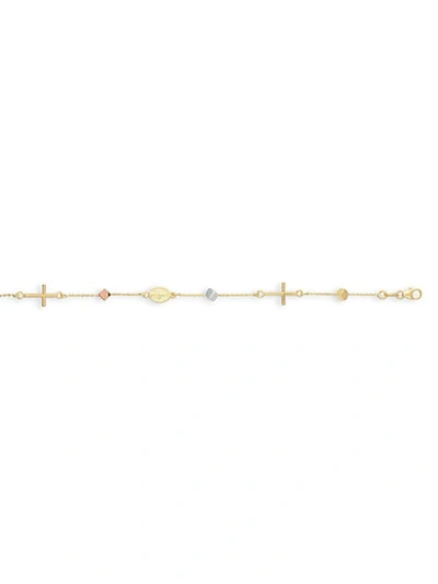 Saks Fifth Avenue Women's Tri Tone 14k Yellow, White & Rose Gold Rosary Bracelet