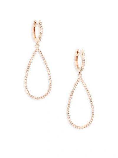 Saks Fifth Avenue Women's Diamond 14k Rose Gold Oval Drop Earrings