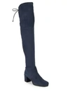 Stuart Weitzman Hinterland Suede Over-the-knee Boots In Blue