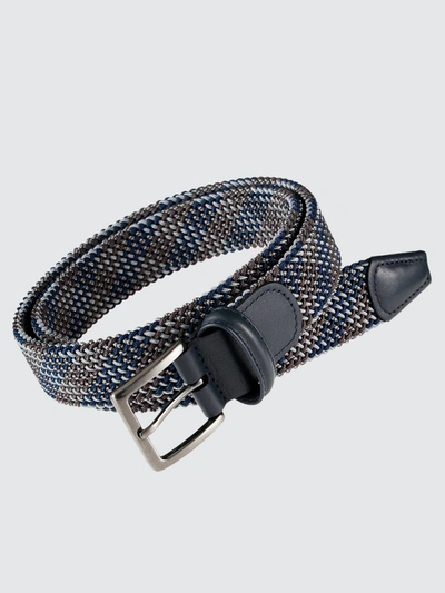 Anderson's Andersons Tubular Woven Stretch Belt In Blue Grey 002