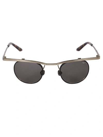 Robert La Roche Winged Round Frame Sunglasses In 03.blk/gld