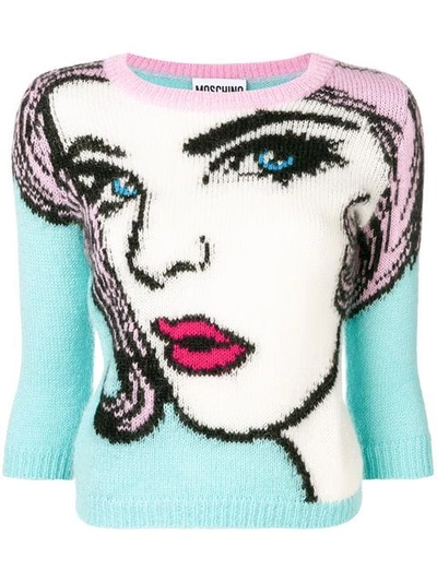 Moschino Printed Knitted Sweater - Blue