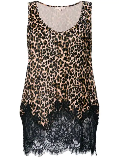leopard print trim top