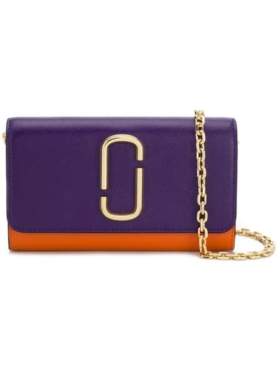 Marc Jacobs Saffiano Mini Chain Wallet In Purple