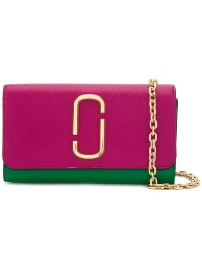 Marc Jacobs Saffiano Mini Chain Wallet In Green