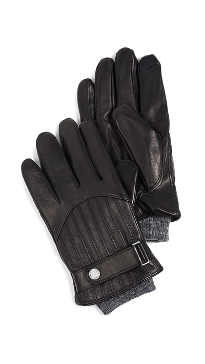 Polo Ralph Lauren Quilted Racing Gloves In Black