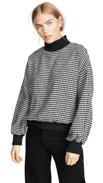 Joa Houndstooth Sweater In Black/white