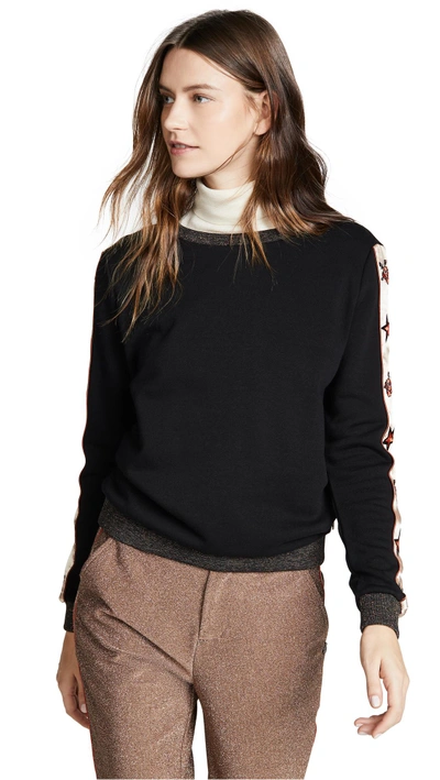 Scotch & Soda/maison Scotch Crew Neck Star Sweatshirt In Black