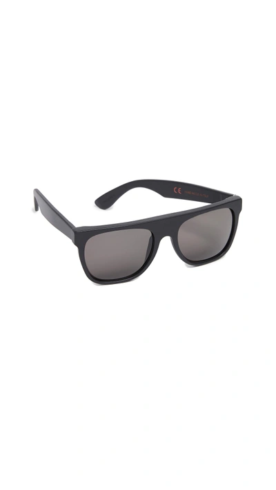 Super Sunglasses Flat Top Sunglasses In Matte Black