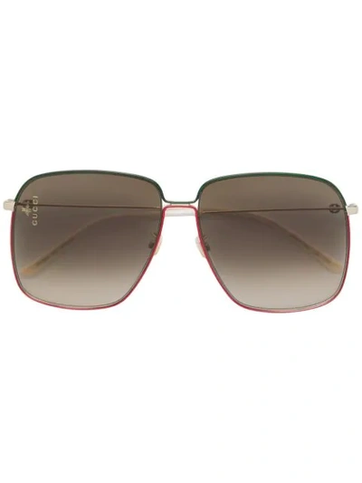 Gucci Large Square Sunglasses In Metallic