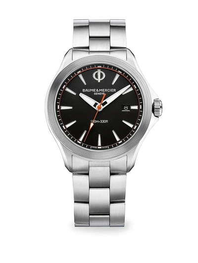 Baume & Mercier Clifton Club Stainless Steel Bracelet Watch In Black/silver