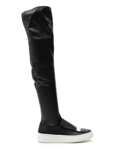Sergio Rossi Platform Knee High Boots In Black