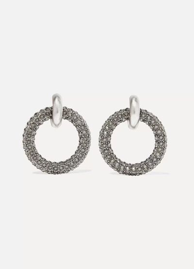 Balenciaga Crystal-embellished Hoop Earrings In Silver
