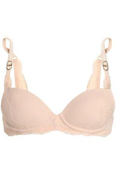 Stella Mccartney Lace And Stretch-jersey Underwired Push-up Bra In Blush