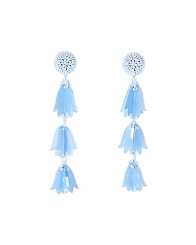 Oscar De La Renta Triple Bellflower Clip-on Earrings In Blue