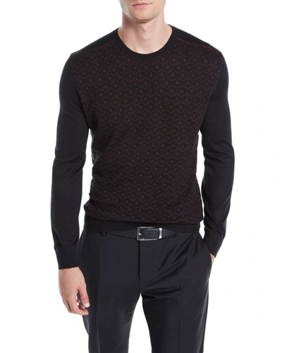 Stefano Ricci Men's Geometric-pattern Cashmere Sweater