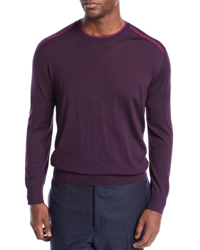 Stefano Ricci Men's Contrast-piping Crewneck Sweater