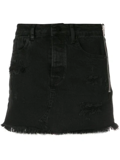 Alexander Wang Distressed Denim Skirt - Black