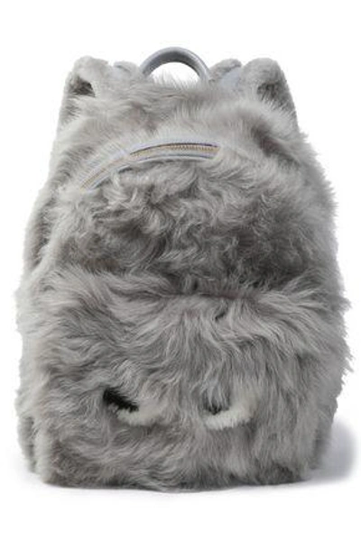 Anya Hindmarch Woman Eyes Leather-trimmed Shearling Backpack Gray