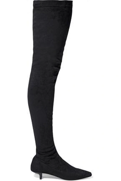 Stella Mccartney Faux Suede Thigh Boots In Black