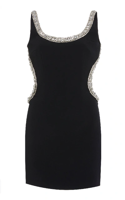 Alessandra Rich Crystal Embellishment Open Back Mini Dress In Black