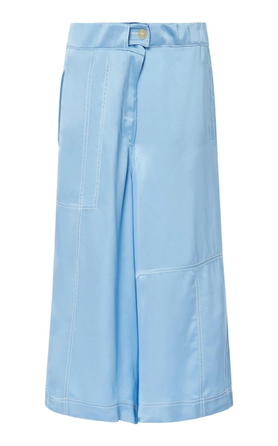 Loewe Oversized Satin Shorts In Blue