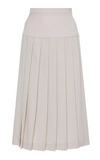 Alessandra Rich Pleated Wool Skirt In Neutral